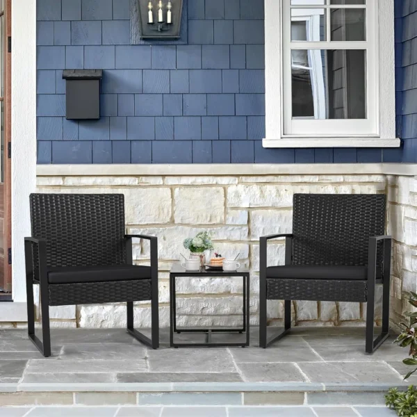 3 Pieces Outdoor Patio Wicker Furniture Set