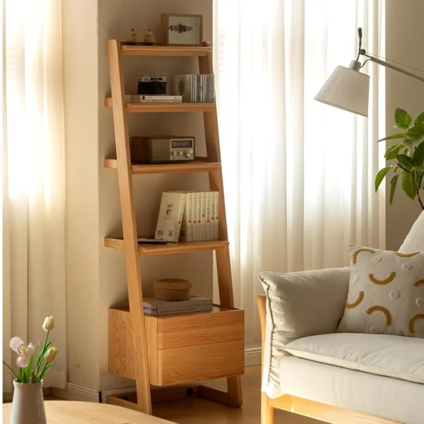 5 Tier Ladder Shelf Solid Wood 63.78" tall