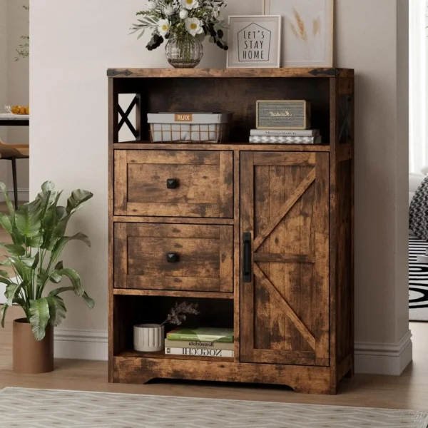 Farmhouse Storage Cabinet with 2 Drawers
